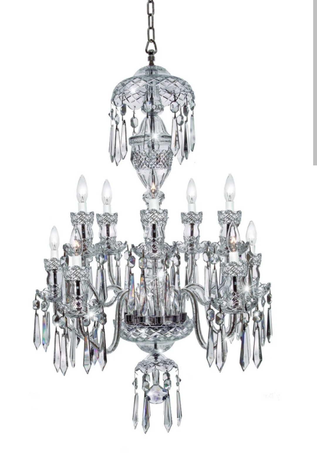 Genuine Vintage WATERFORD AVOCA 10- Arm crystal chandelier