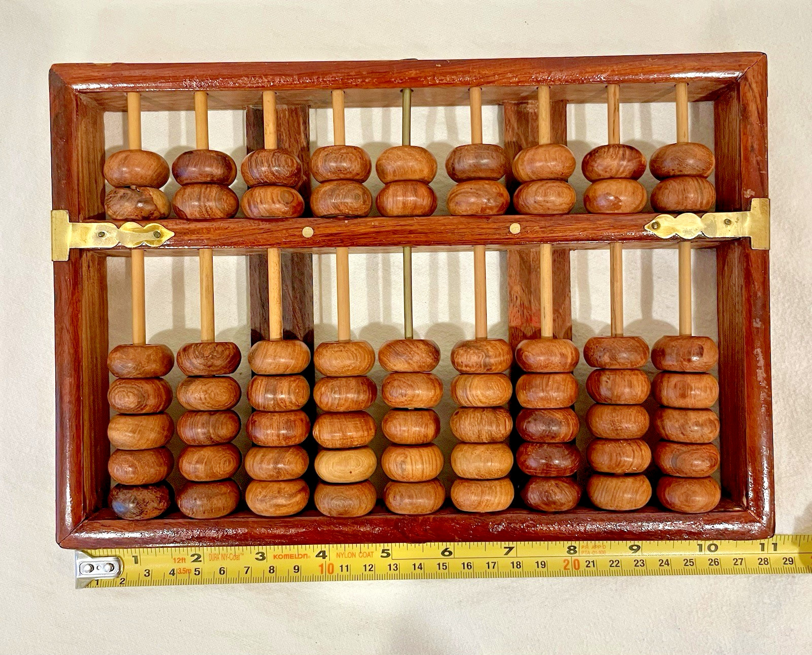 Vintage Chinese Lotus Flower Brand Abacus 9 Rods 63 Beads Huanghuali Wood