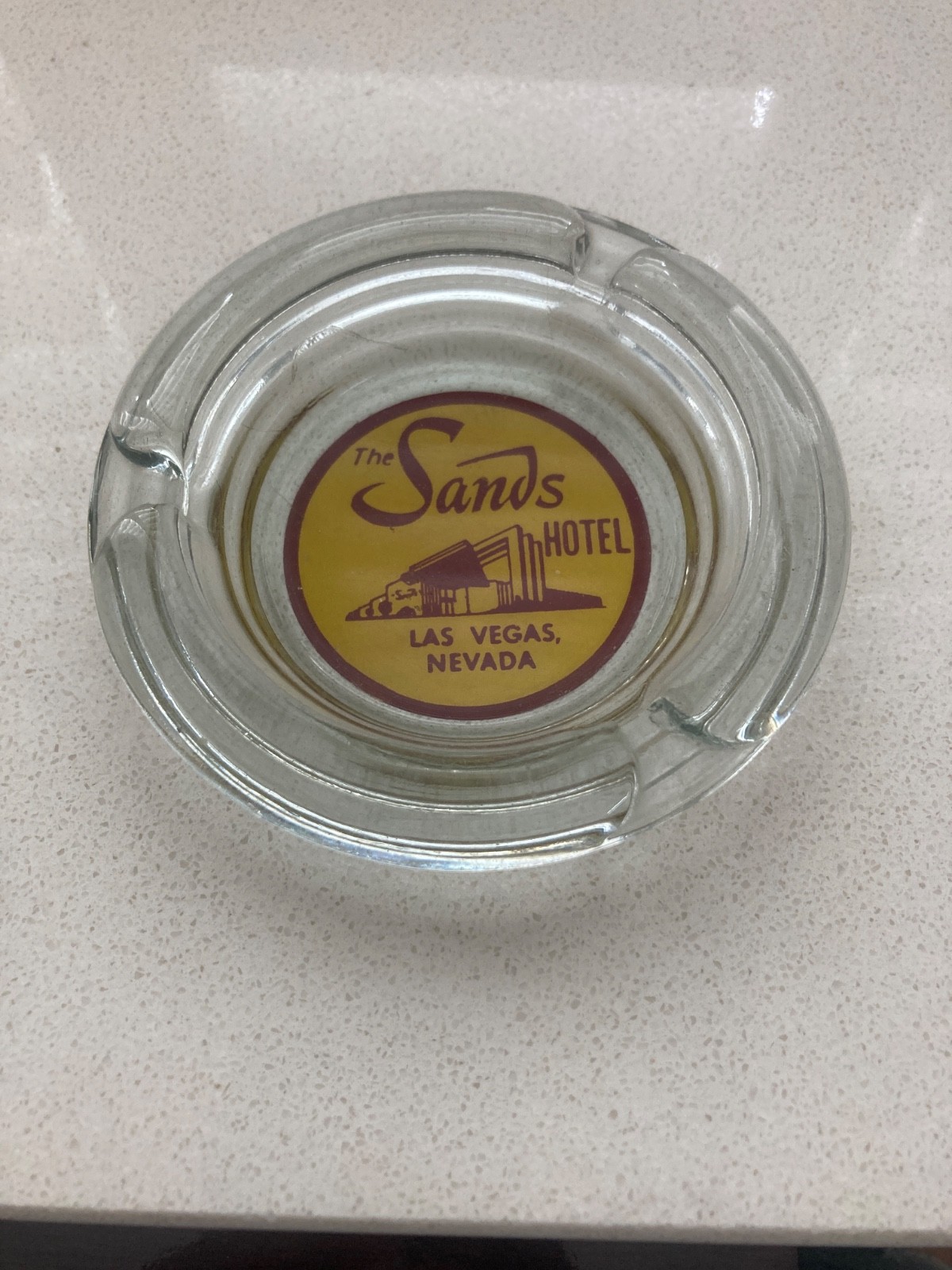 Vintage 1950's The Sand's Hotel Las Vegas Nevada Glass Casino Ashtray Vintage 1950's The Sand's Hotel Las Vegas Nevada Glass Casino Ashtray