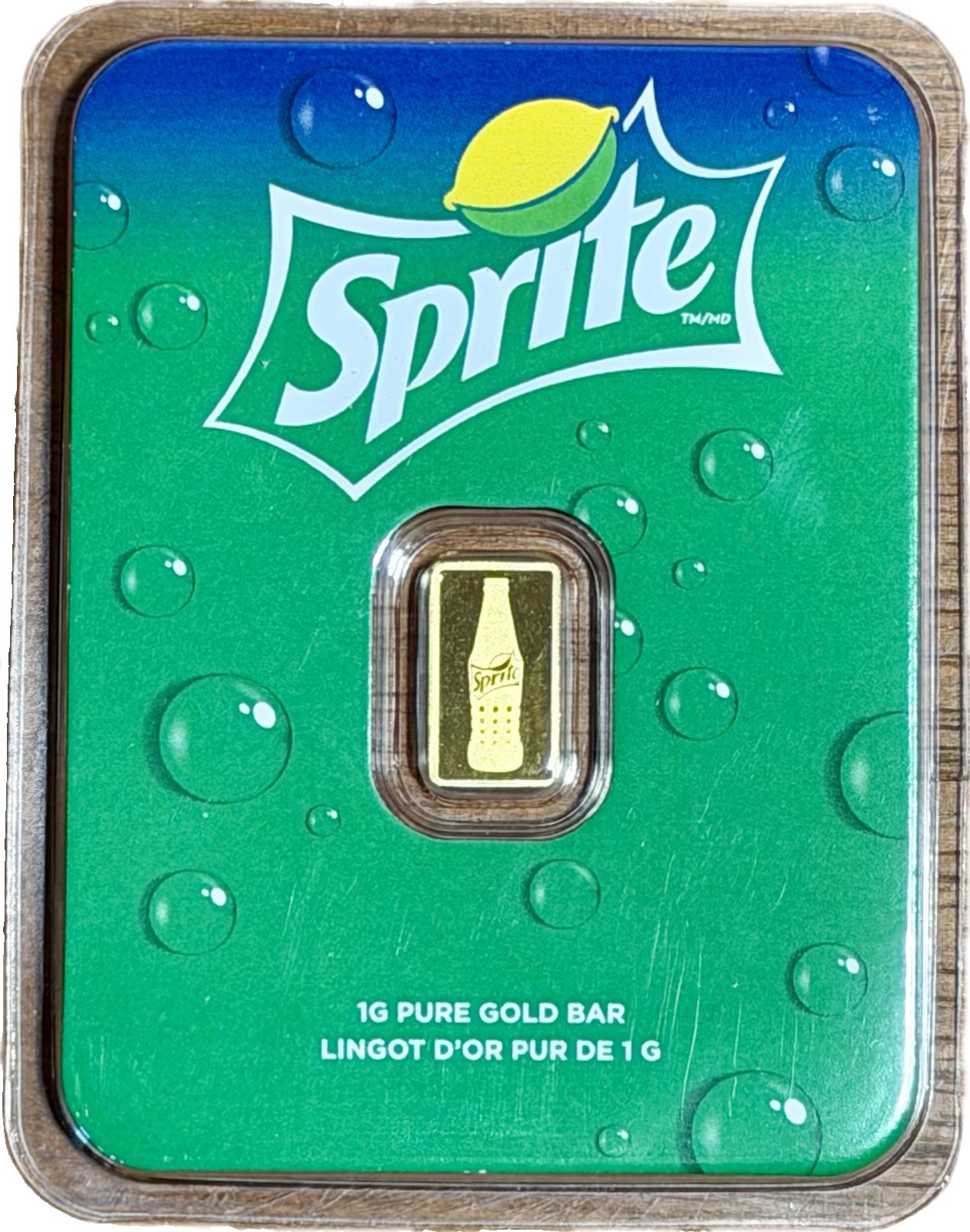 Sprite 1g Gold Bar 0.9999 Fine Gold In Assay - Total 1 Gram