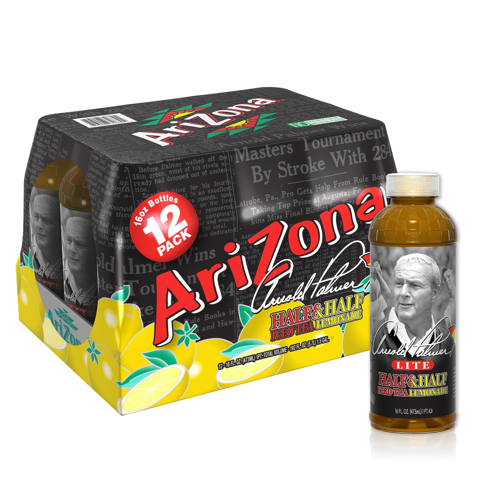AriZona Arnold Palmer Half and Half - 16 Fl Oz (12 Pack)