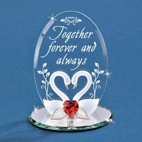 Swans W/Red Hart Valantine days Gift Together Forever and Aways\