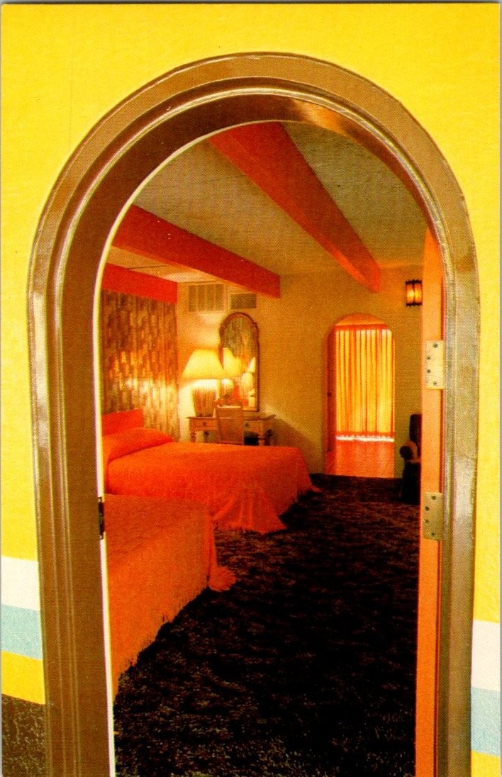 Vintage South of the Border Motel Room Postcard SC I-95 Kitsch Travel 1970s