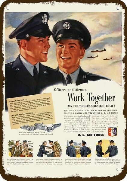 1950 U.S. AIR FORCE Officer & Airman Vintage-Look DECORATIVE REPLICA METAL SIGN