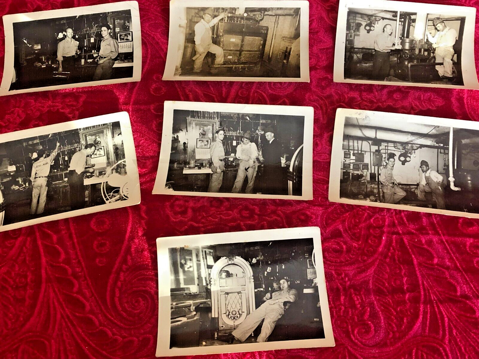 7 Original PHOTOS Jan 1949 JENS-MARIE HOTEL, PONCA CITY OK Boiler Room & Workers
