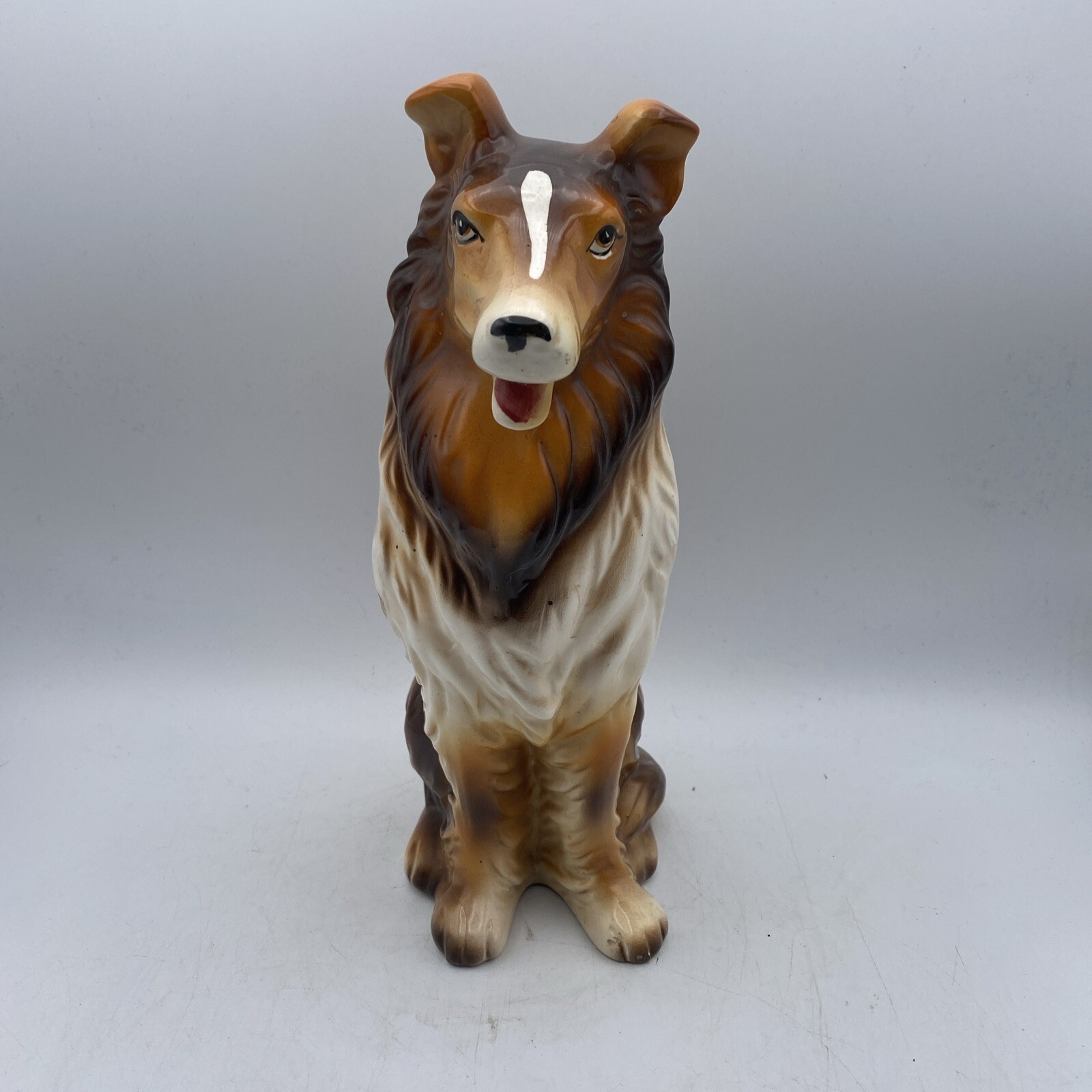 Vintage 10.5” Ceramic Collie Dog Figurine Statue Decor