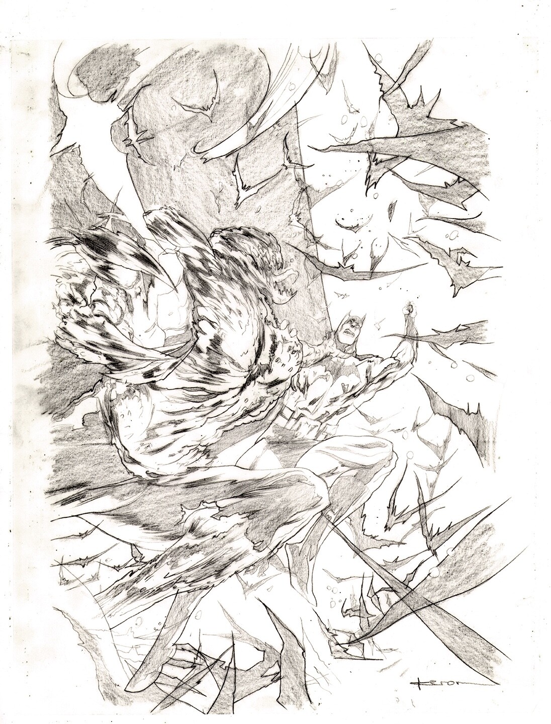 KERON GRANT BATMAN ADVENTURE CONTINUES ISSUE 5 ORIGINAL COVER PENCIL LAYOUT