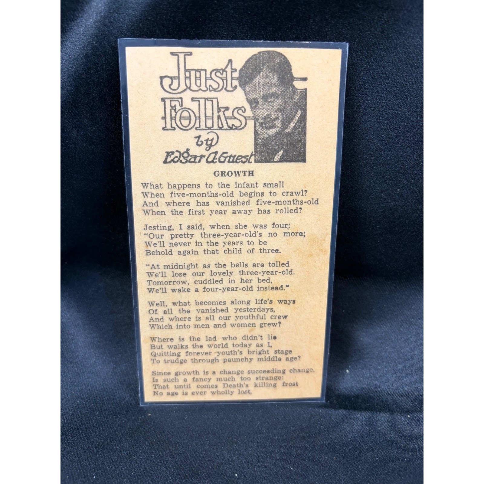 Edgar A Guest Just Folks Growth Poem Vintage Newspaper Clipping Ephemera Art