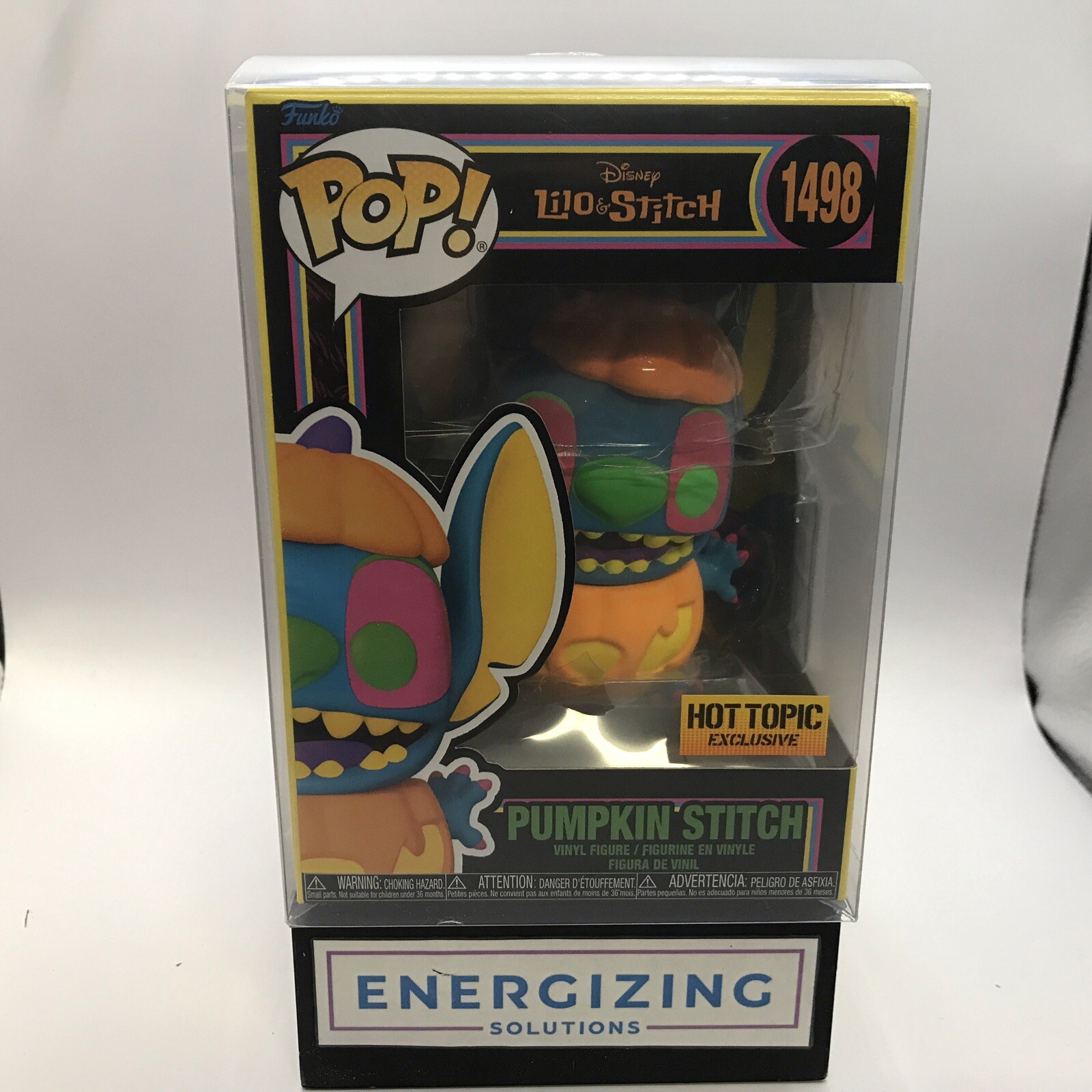 Funko Pop Black Light Pumpkin Stitch (HotTopic Exclusive) #1498 w/protector