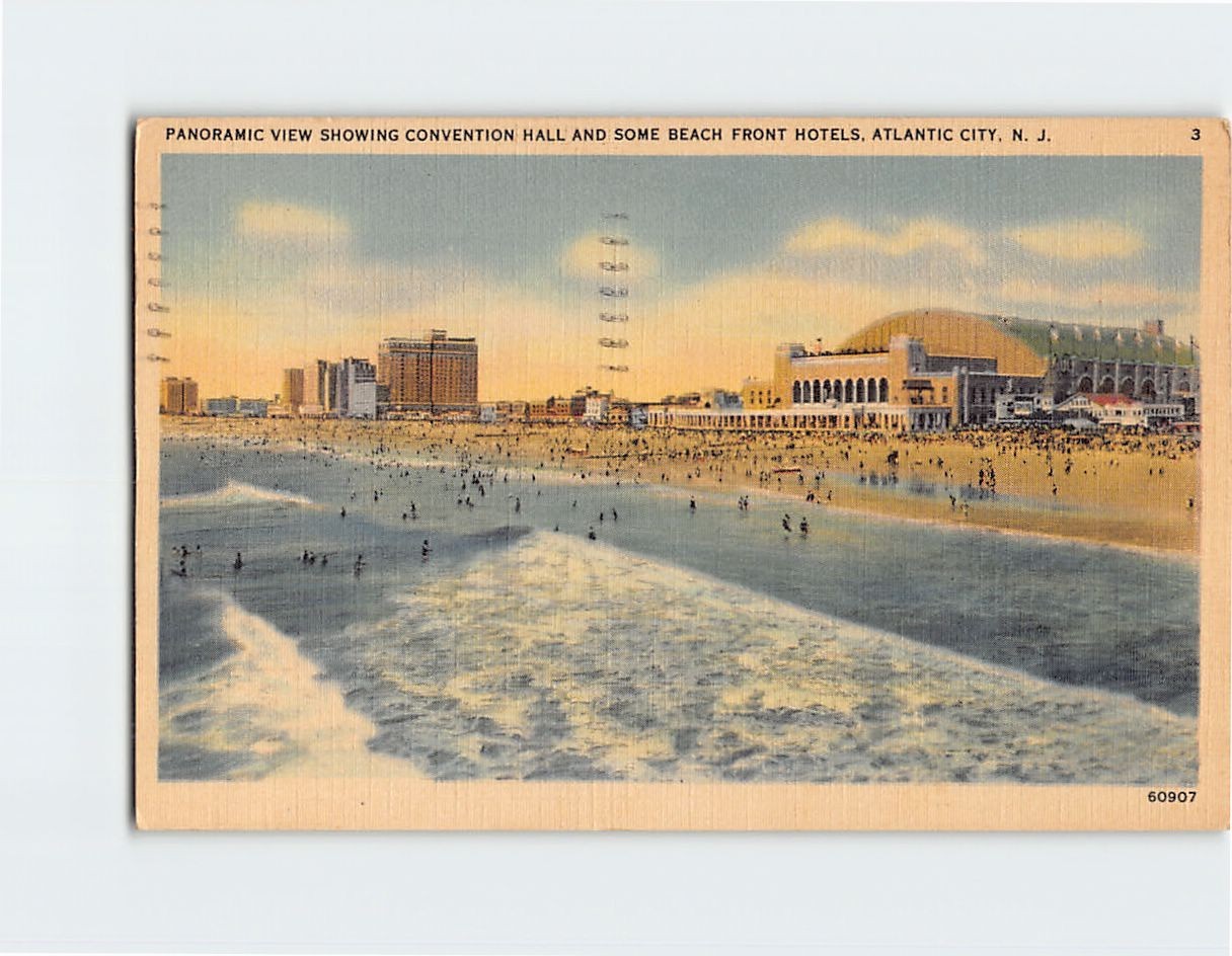 Postcard View Convention Hall Some Beach Front Hotels Atlantic City New Jersey
