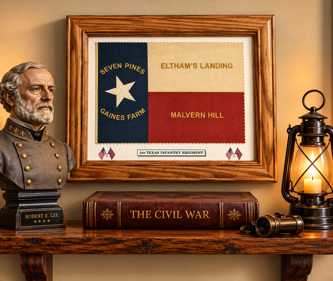American Civil War Flag...1st Texas Infantry...Texas Flag, Wall Decor