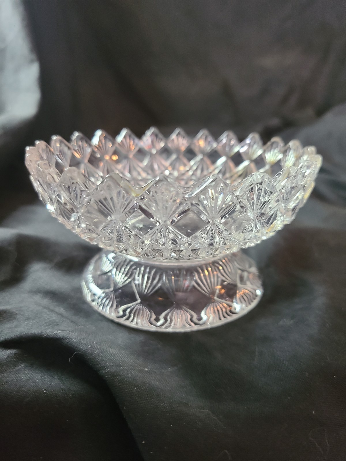 Vintage Fenton Olde Virginia Glass Crystal footed Candy Dish OVG No Lid