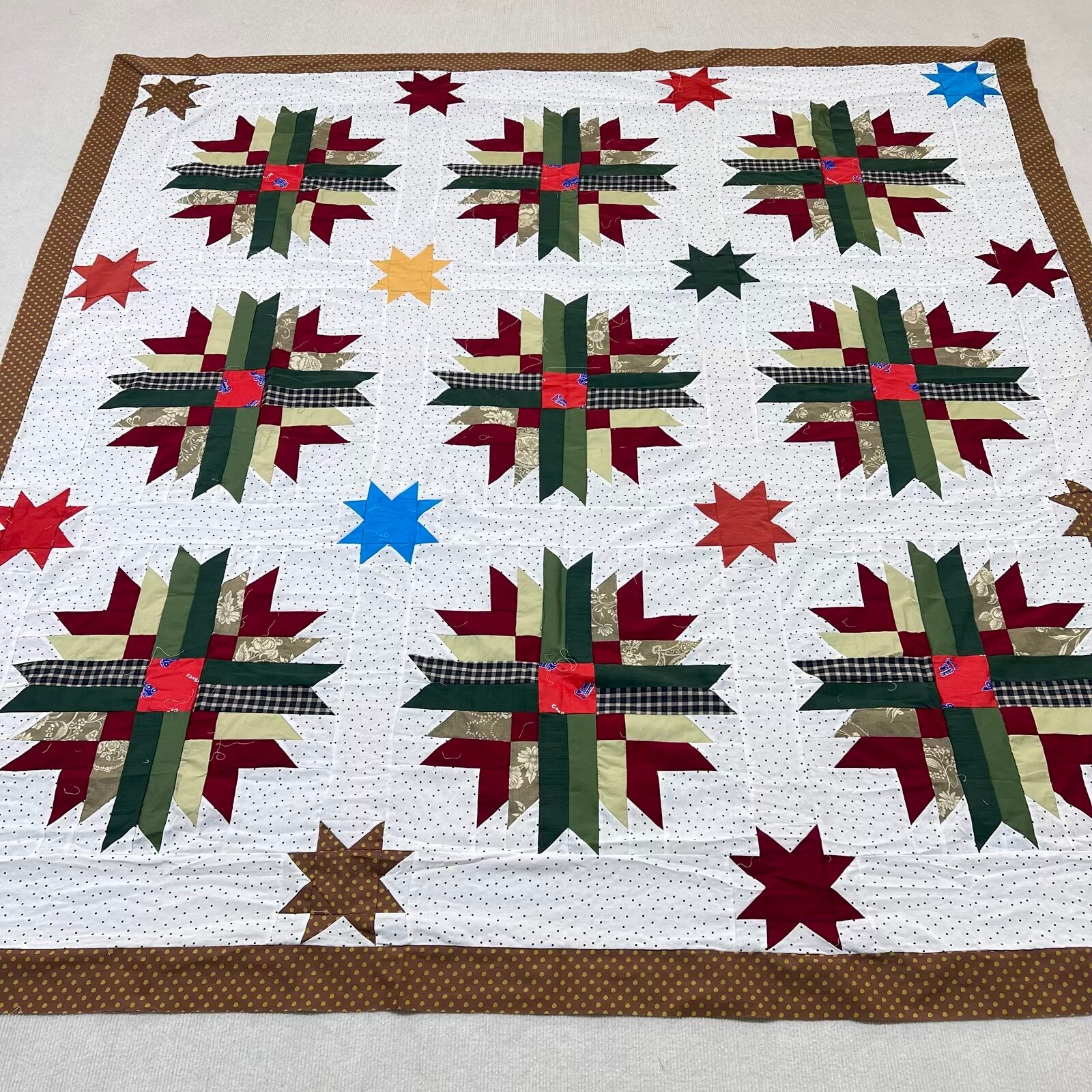 Original Cosmic Jewels Handmade Cotton Queen Patchwork quilt top/topper