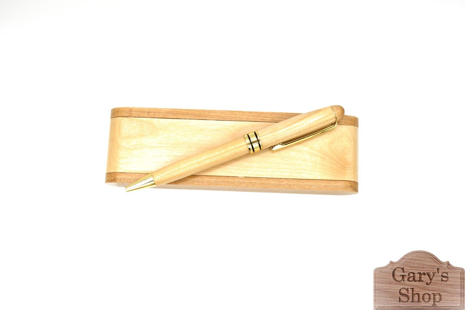 CLOSEOUT PRICE Ballpoint Pen and Flip Gift Storage Case made of renewable Wood