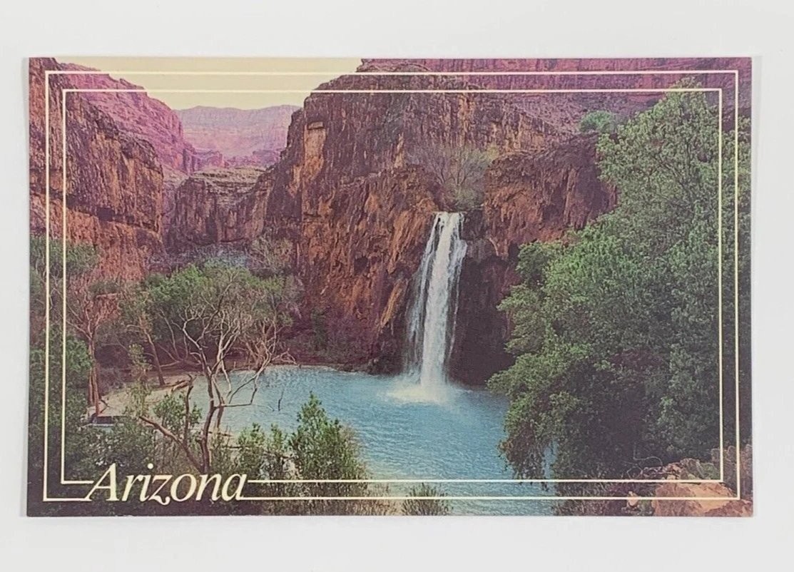 Havasupai Falls Havasupai Indian Reservation Arizona Postcard Aerial Unposted