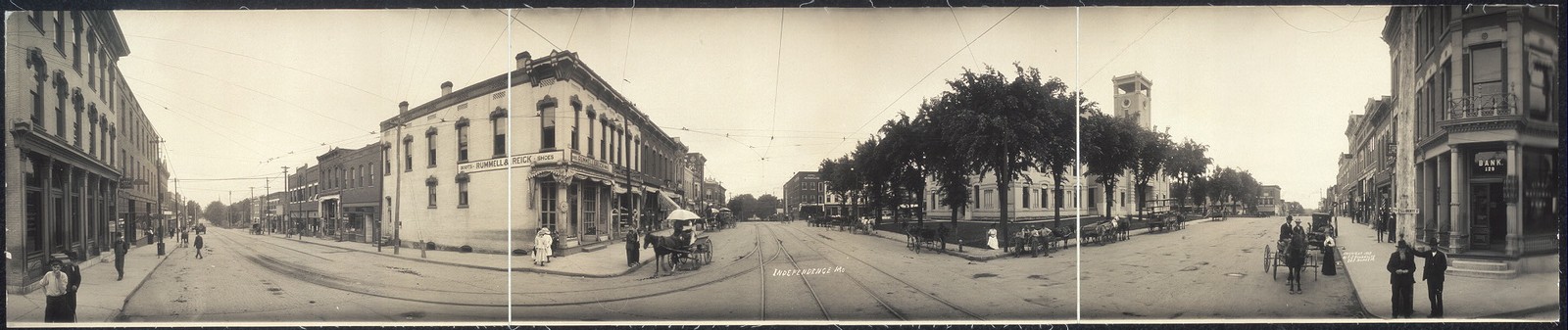 Photo:Independence Missouri 1909 Panoramic Commercial Street Scene