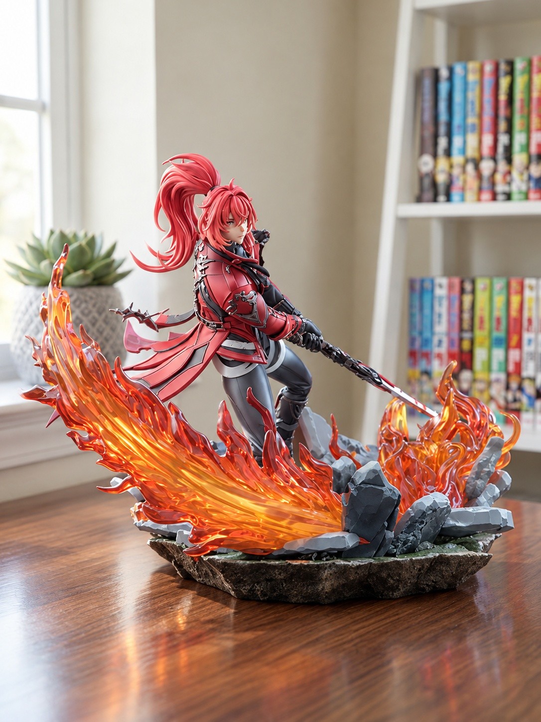 Genshin Impact Diluc Figure 18cm 7.1in Dawn Winery Flame Sword Anime Statue