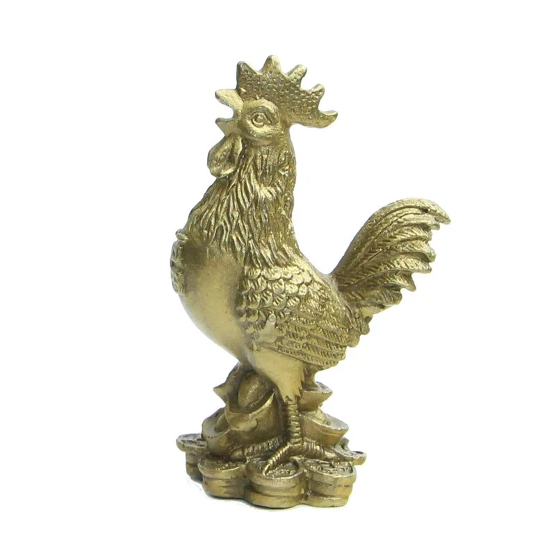 4'' H X 2'' W - Metal Rooster Figurine Ornament Home Decor Gold Animal | Unique
