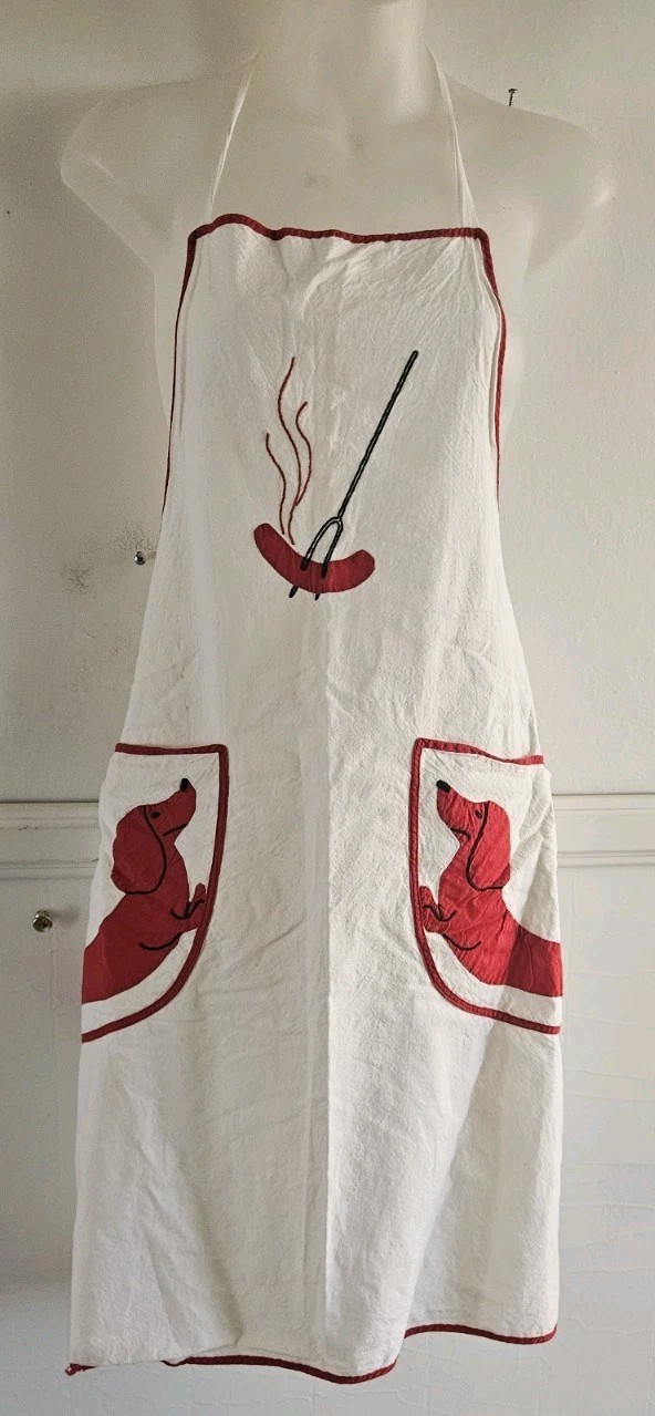 Vintage 50\'s Dachshund Wiener Weenie Roast Apron Handmade Super Cute