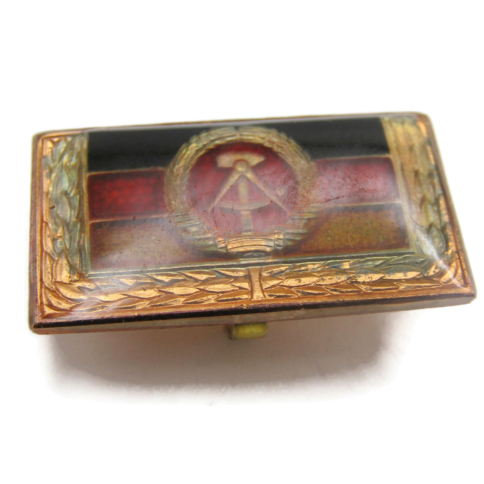 Vintage East German GDR DDR Flag Coat of Arms Lapel Pin Badge Metal Enamel