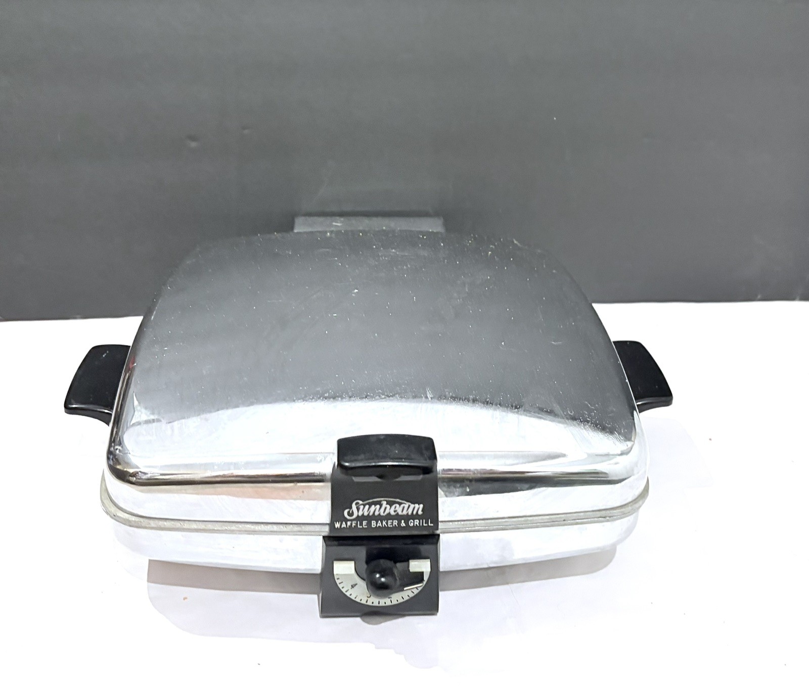 Vintage Sunbeam Model CG-1 Waffle Maker Griddle Chrome MCM Tested Working