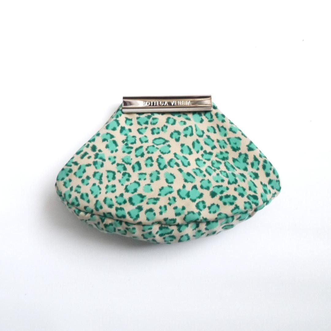 Bottega Veneta Leopard Pattern Nylon Coin Purse Unisex Vintage