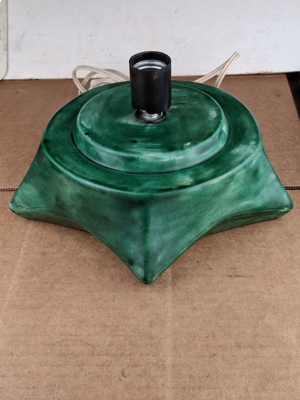 Vintage Holland Mold Ceramic Christmas Tree Green Star Lighted Base Replacement 