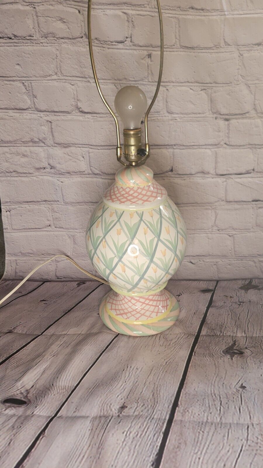 Vintage McKenzie Childs Ceramic  Table Lamp Flower table lamp. 