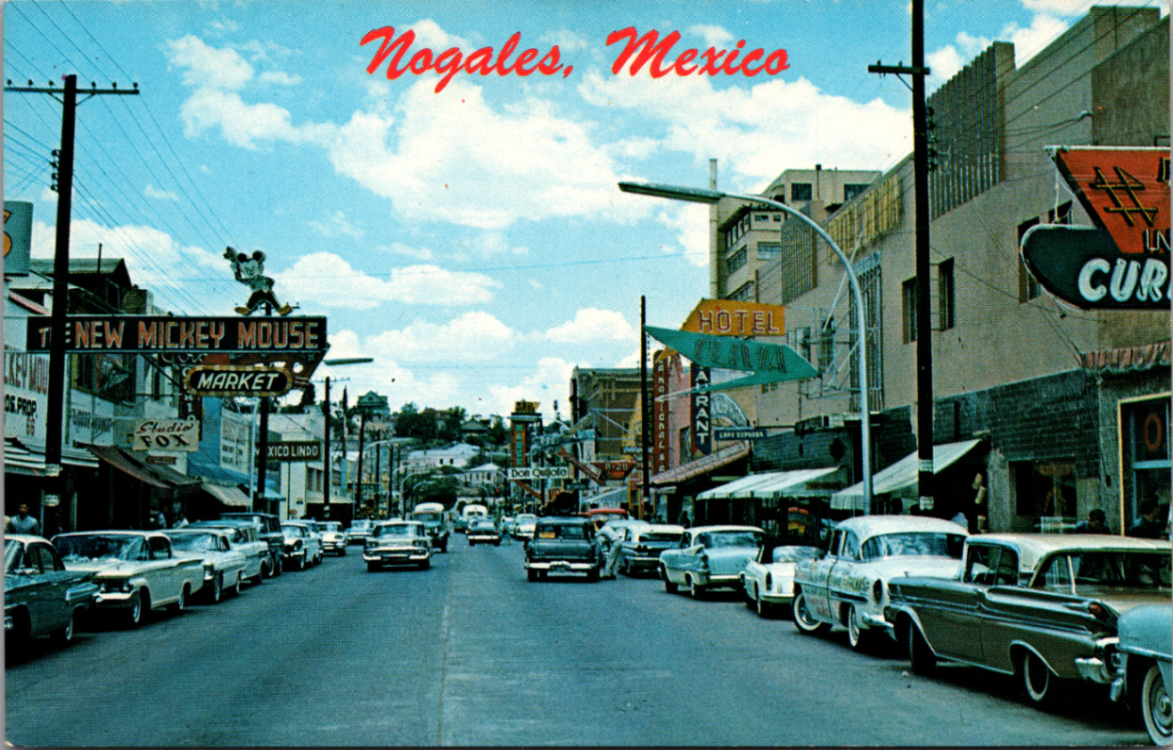 Vintage Nogales Mexico Postcard Avenida Obregon 