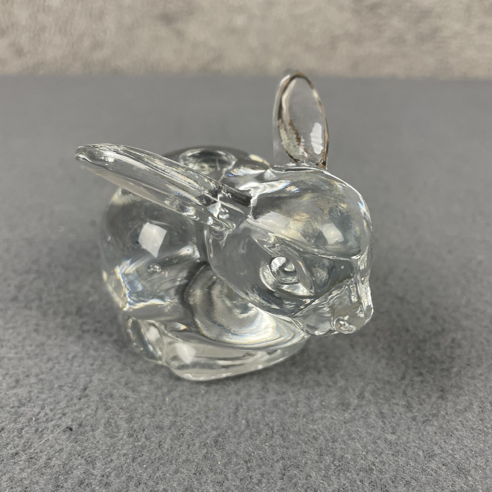 Clear Glass Rabbit Figurine Small Tealight Candle Holder Home Bunny Decor