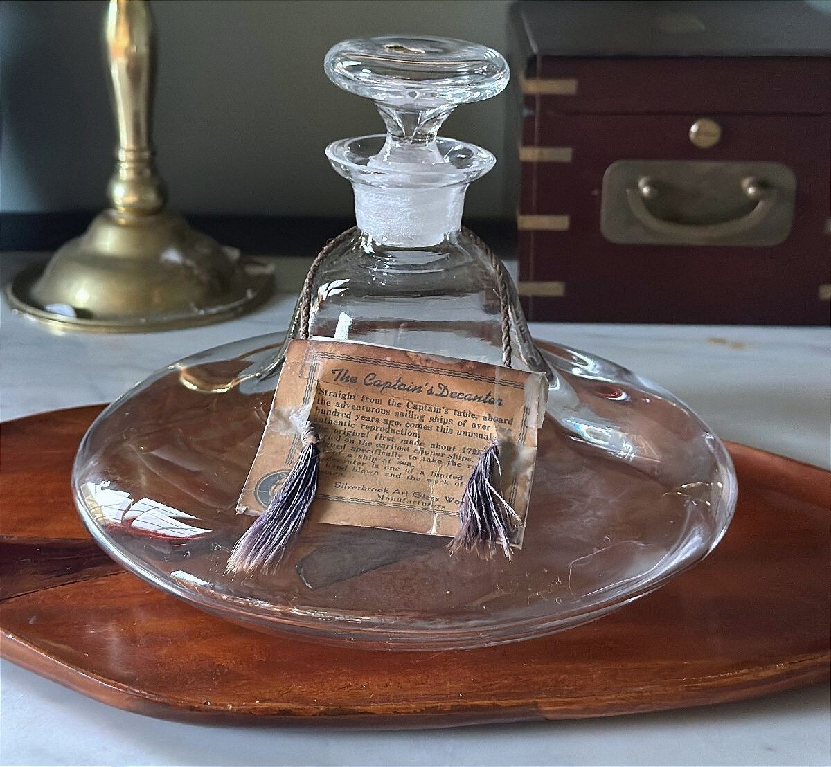 Rare Vintage Silverbrook Art Glass Works No. 600S Captain's Decanter Kreutz Bros