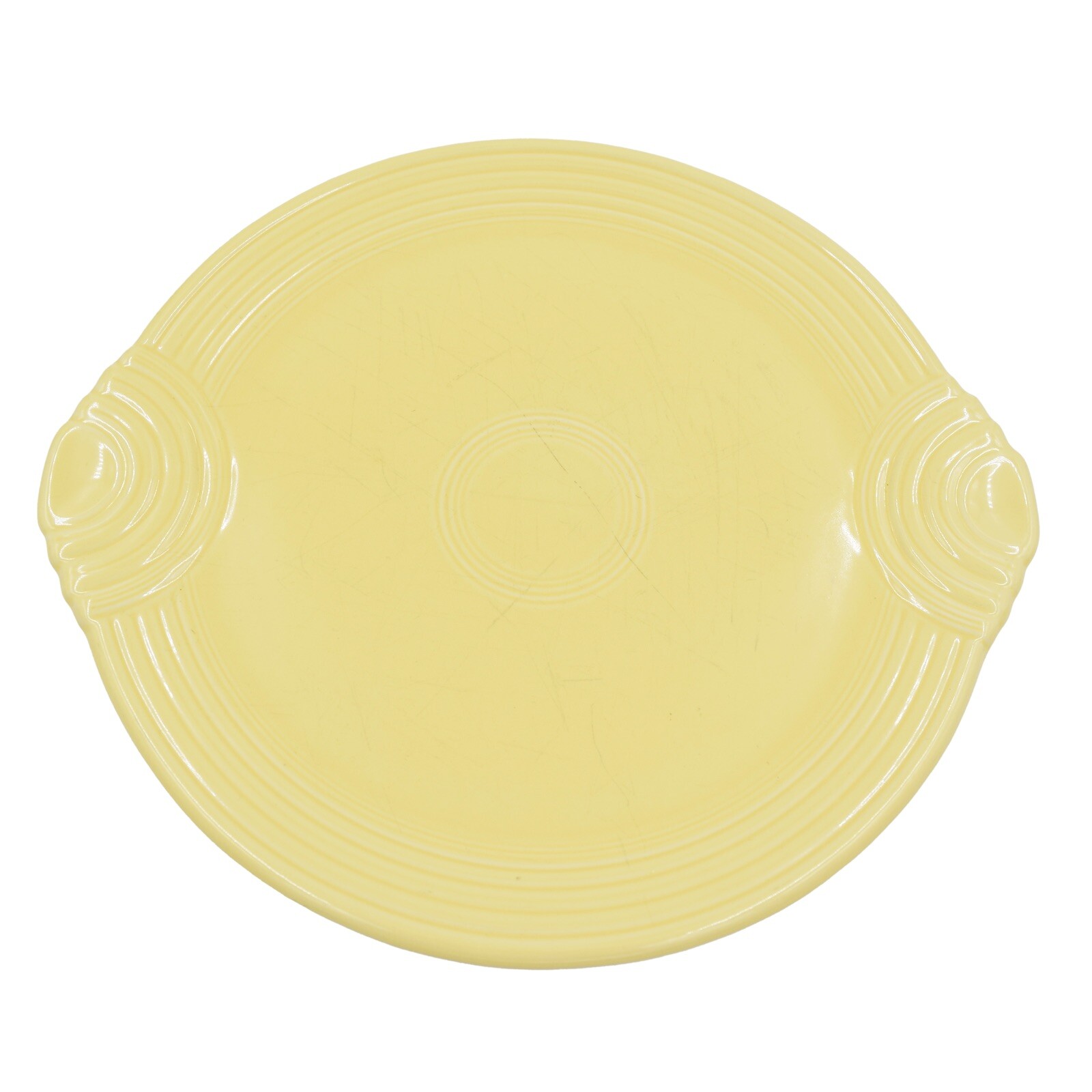 VTG Fiesta Ware Yellow Cake Plate With Handles Homer Laughlin Party Serving Tray