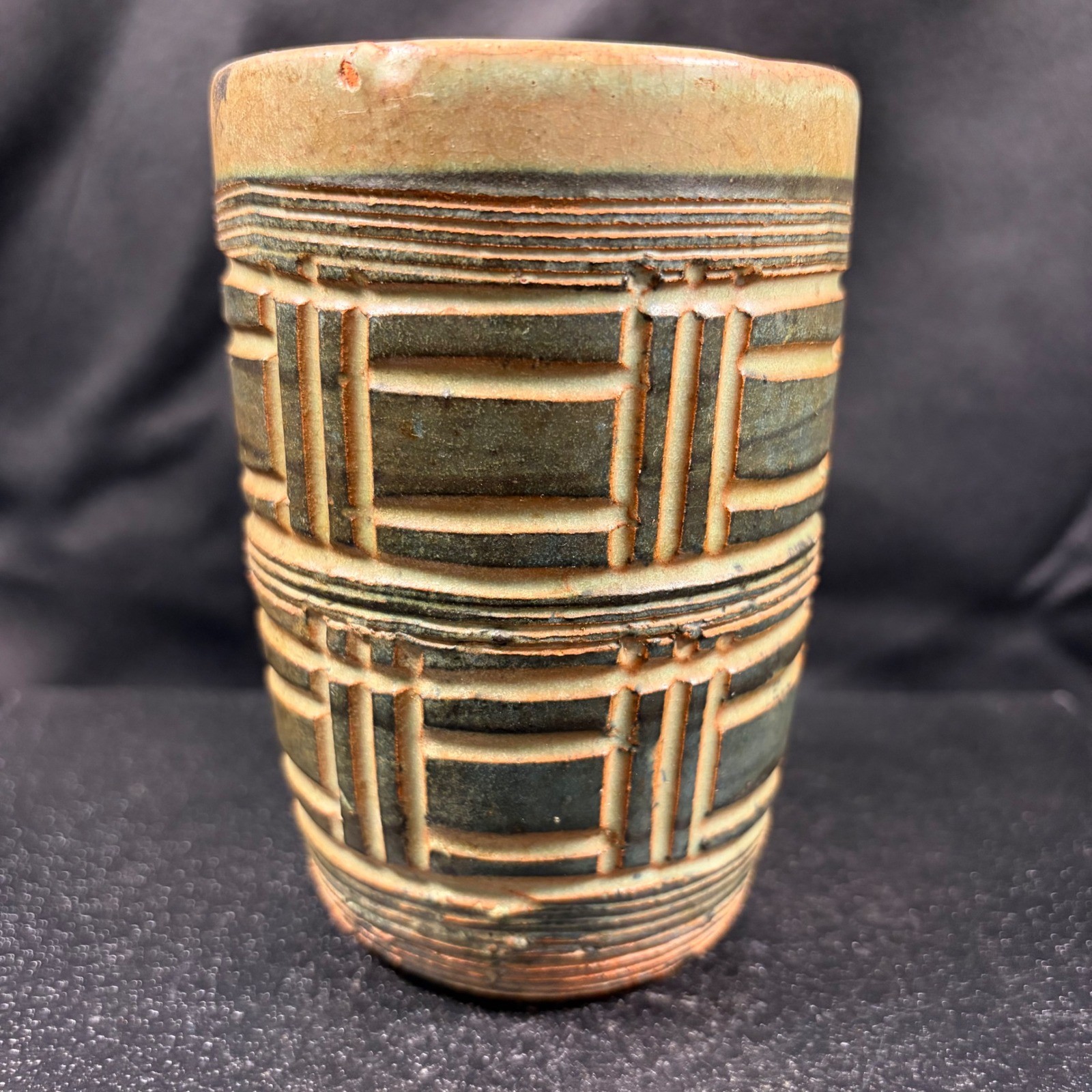 Hal Lasky Puerto Rican Pottery Studio Vase Brutalist Geometric Terracotta 117