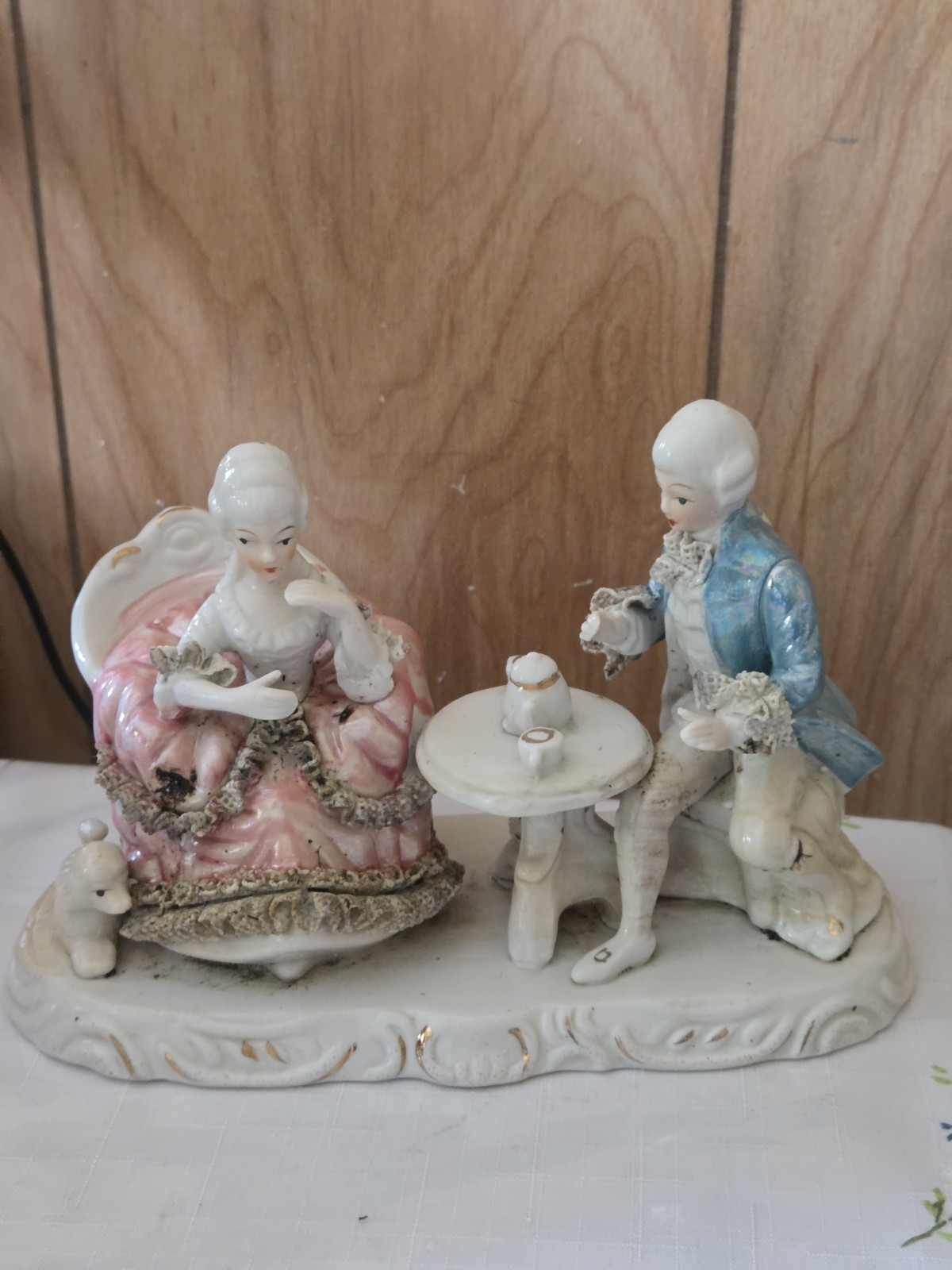  Vintage Dresden Style Victorian Courting Couple Figurine Having 6.5\