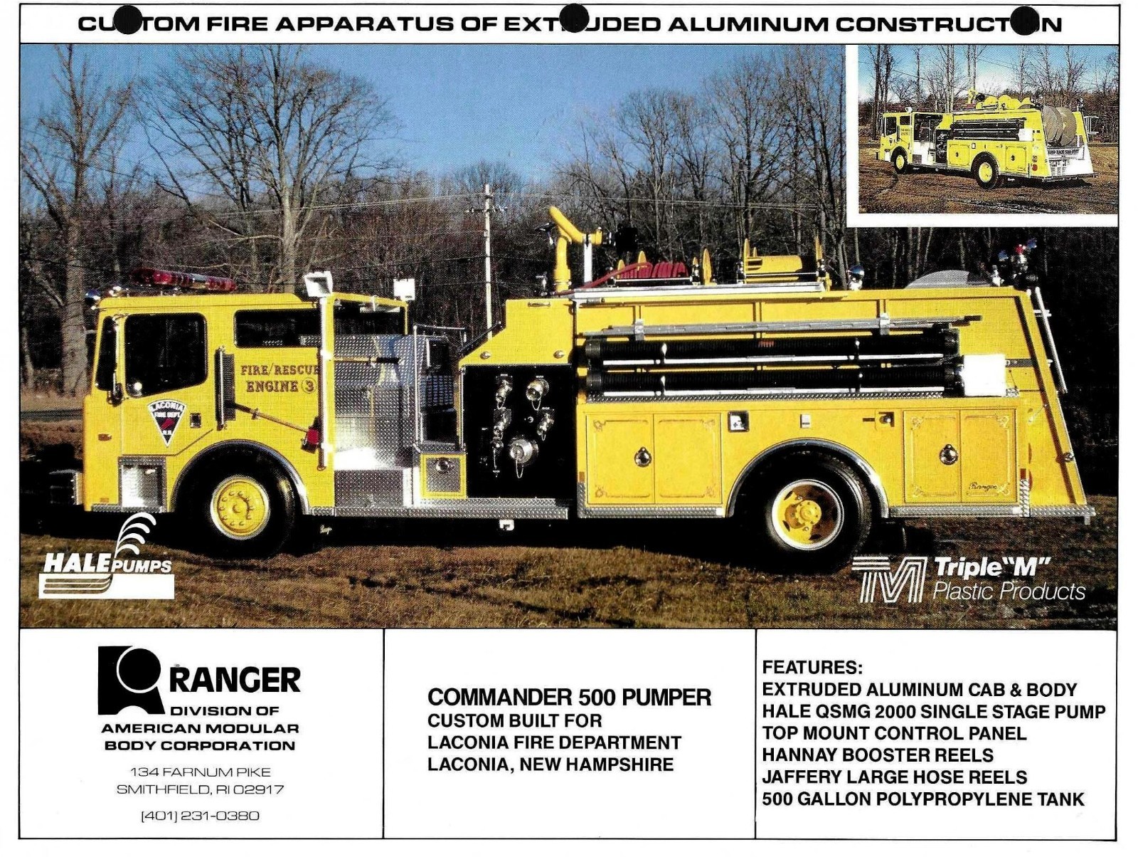 RANGER FIRE APPARATUS LACONIA NH PEMFAB 88 CUSTOM BUILT PUMPER COLOR PHOTO 8X10 RANGER FIRE APPARATUS LACONIA NH PEMFAB 88 CUSTOM BUILT PUMPER COLOR PHOTO 8X10