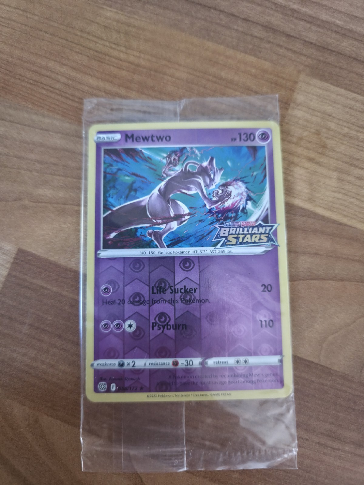 Mewtwo 056/172 Brilliant Stars Holo Promo English 2022 Pokémon stamp sealed
