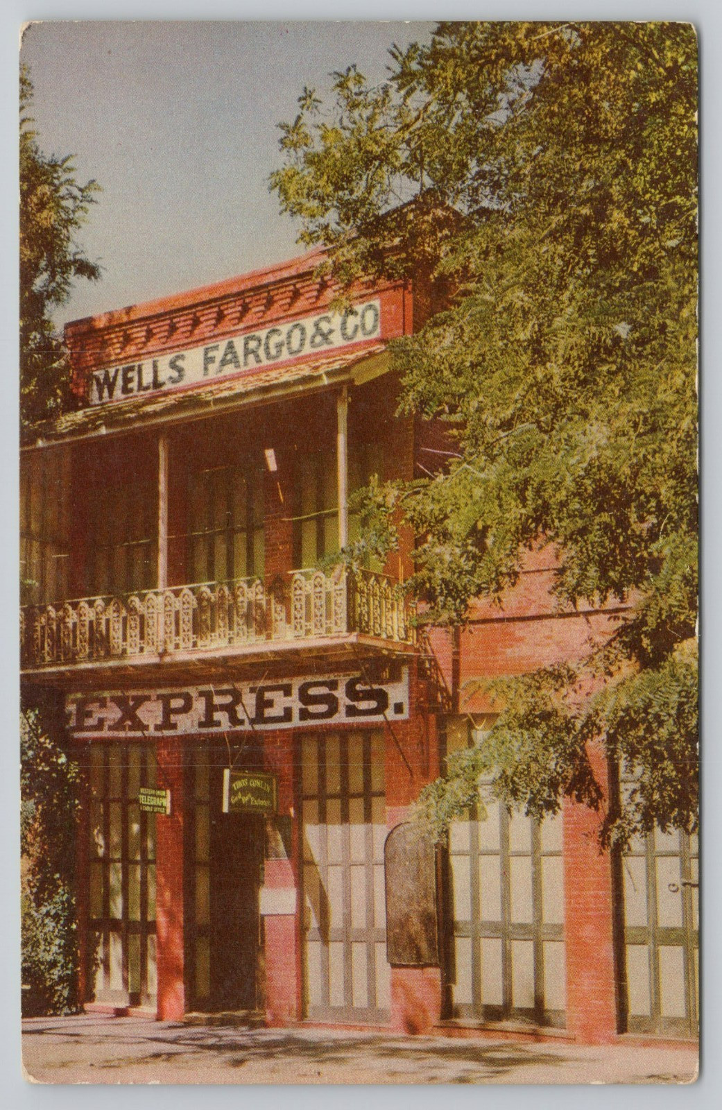 Postcard Wells Fargo Building Now A Museum Columbia N of Sonora California c1940