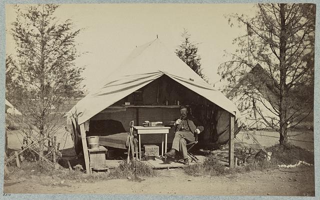 Photo:Lieut J B Neill 153d New York Infantry Civil War Camp Tent 1860s