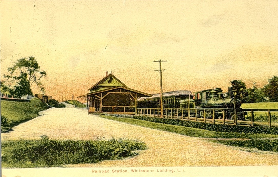 Railroad Station, Whitestone Landing, Queens NYC Vintage Postcard c1905 LIRR