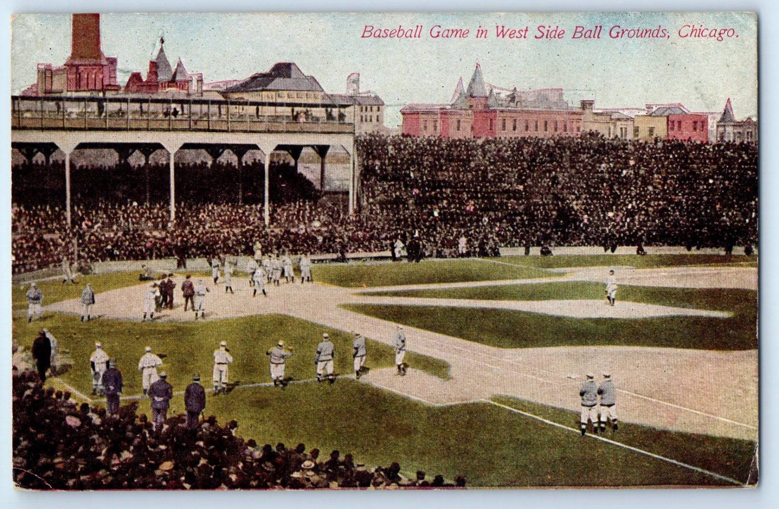 1913 Baseball Game In West Side Ball Grounds Chicago Illinois IL Posted Postcard