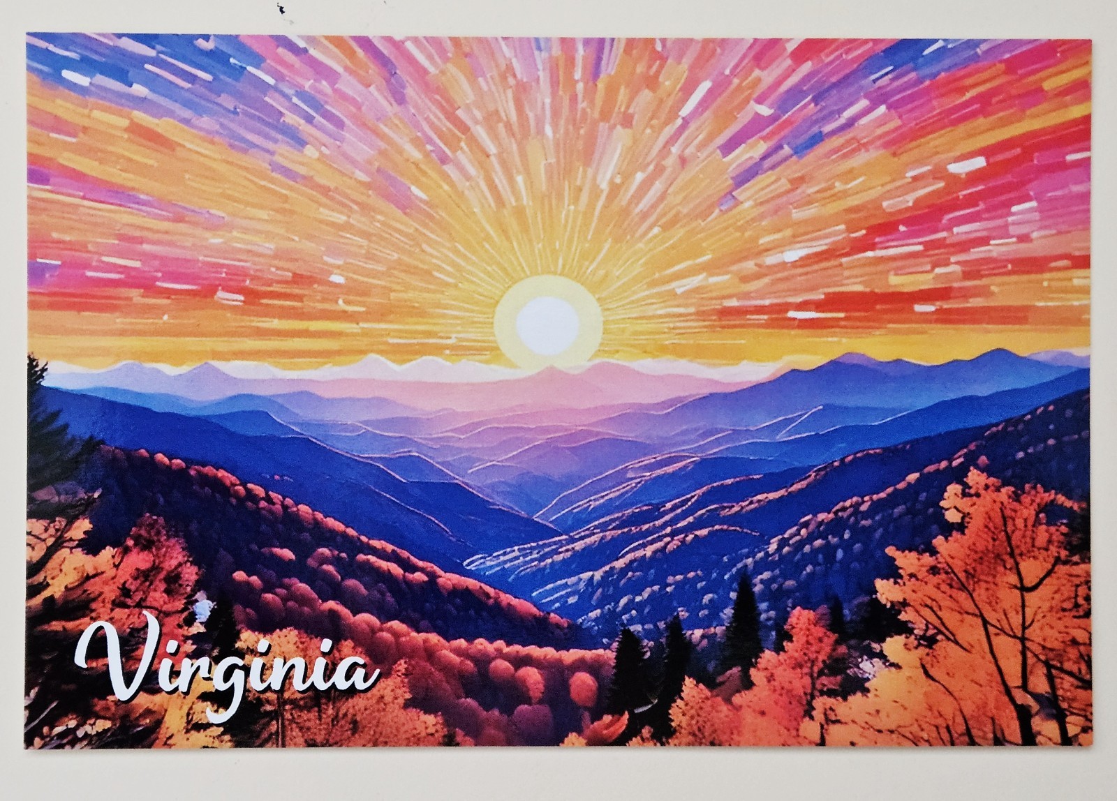 Mountain Painting. Sunset. Virginia. New Postcard 