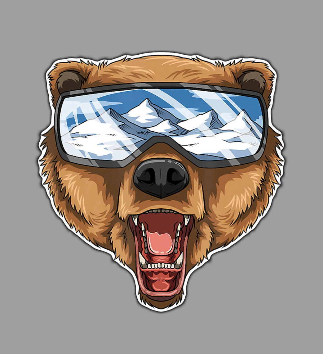 Car / fridge Magnet - Mountains Ski Bear - MAGNET (5\