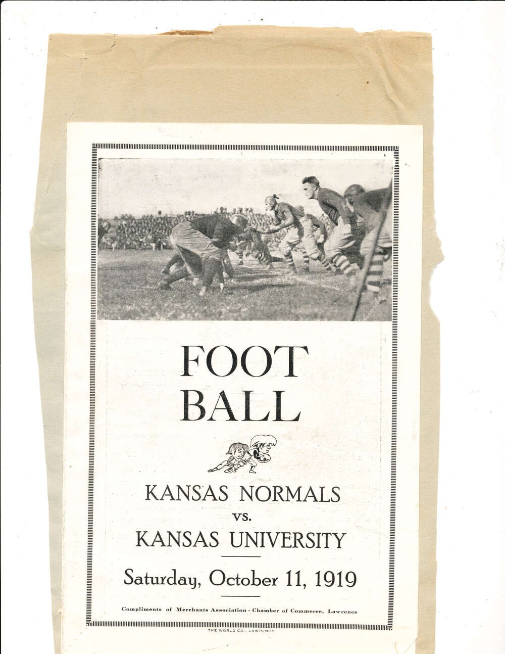 10/11 1919 University of Kansas vs Kansas Normals football program bxnat