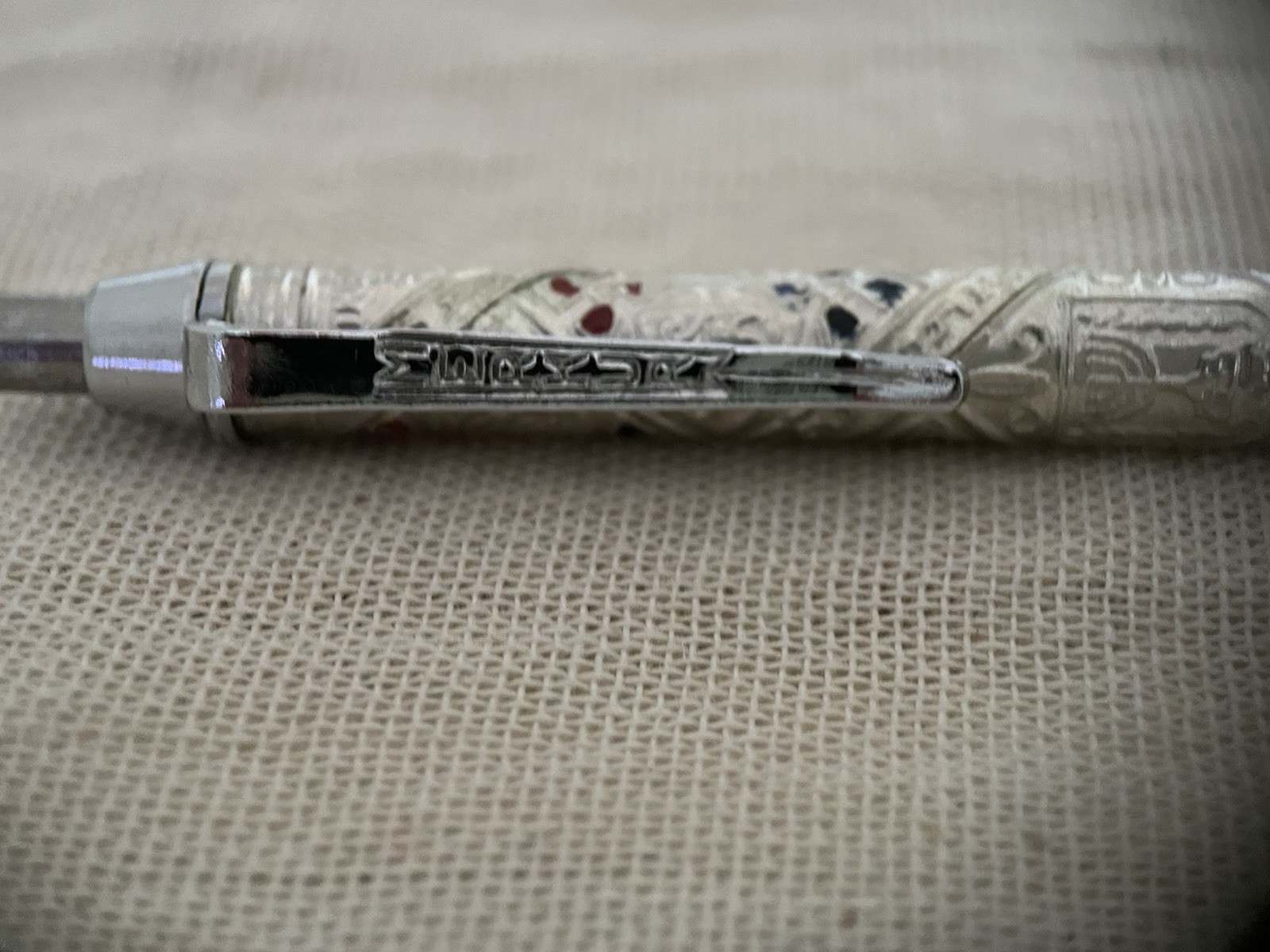 Vintage Bezalel Works Twelve Tribes of Israel Ballpoint Pen Silver Plate Enamel