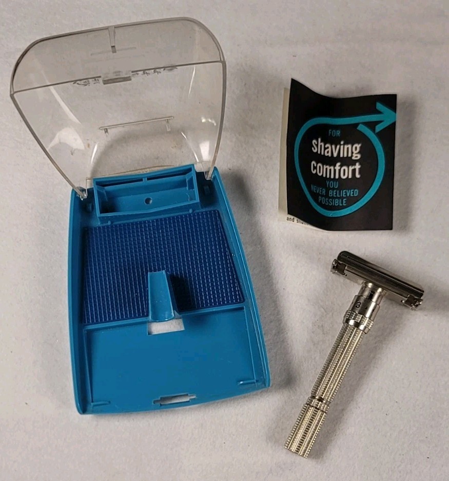 Vintage Gillette Slim Adjustable Safety Razor K2 1-9 DE Original Unused w/Case 