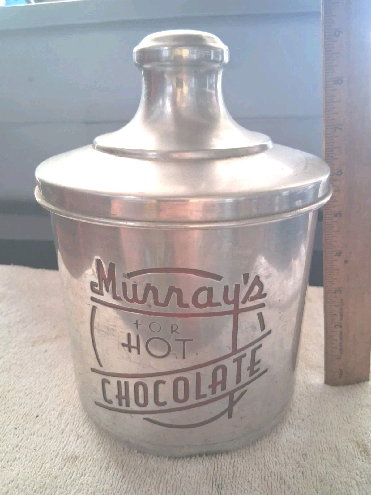 VTG&Very Rare1940s - 50s Murray's Hot Chocolate Aluminum Soda Fountain Canister 