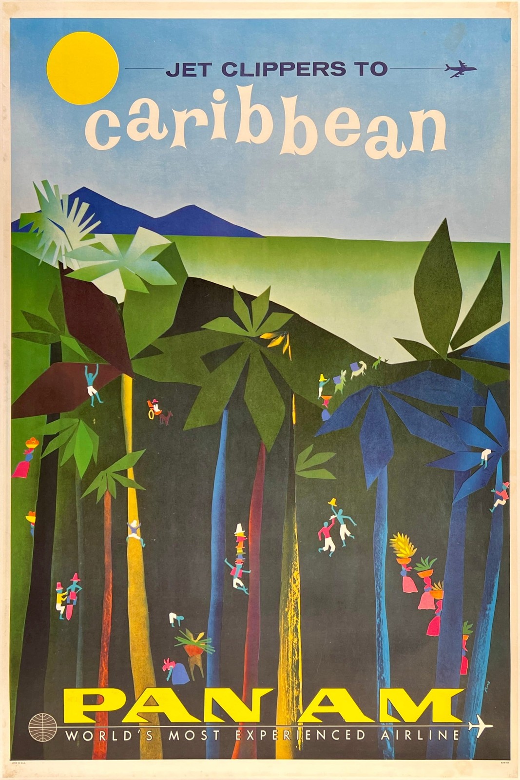 ✈️ Jet Clippers to Caribbean Pan Am Poster - 24x36” (61x91cm) - 1950s Travel