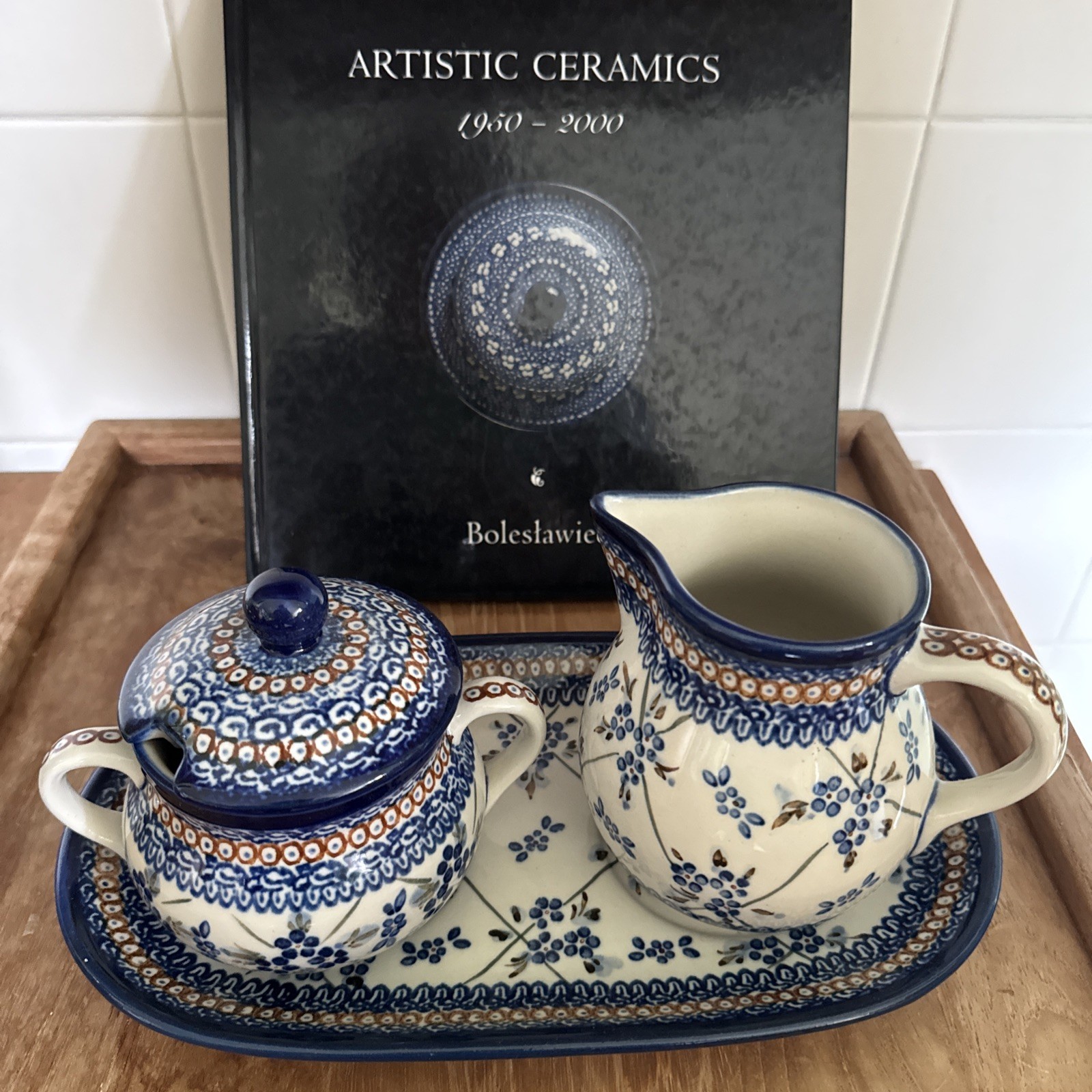 UniKAT Polish Pottery  Rare  45  4Pc Sugar Creamer Set. Artist: Barbara Fidelus