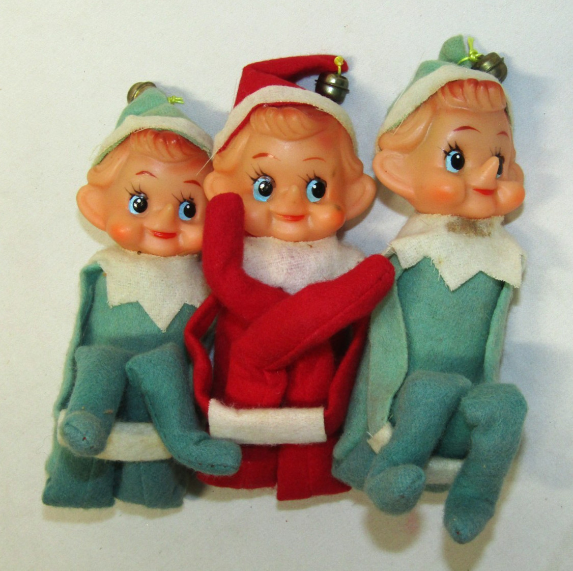 Japan Green Felt Knee Hugger Elf Pixie Christmas Ornament Vintage 1950\'s
