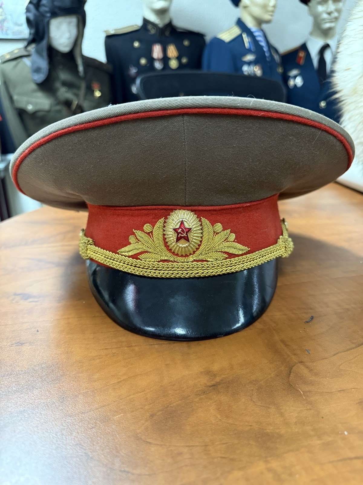 Signed Authentic USSR Bullion Embroidered Hat General Uniform Cap Badge. Russian